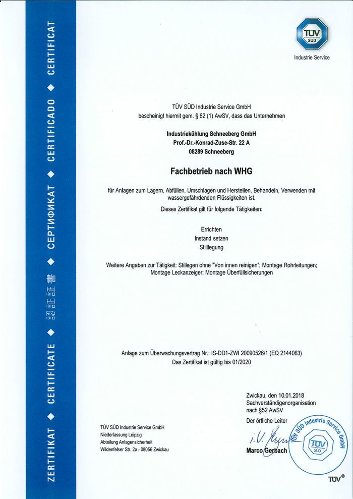 Zertifikat Fachbetrieb nach WHG 2018